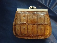 Vintage Krokodil-Leder Geldbörse Portemonnaie  Kroko 50er 60er klein sehr schön