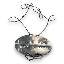 Bundeswehr Erkennungsmarke mit Kette Dog Tag, Metall ca. 1980er