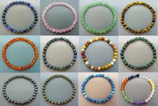 EDELSTEIN-KUGEL-ARMBAND+ENERGIE-ARMBÄNDER+ 1 A+NATUR+Ø 6 mm+Über 95 Steinsorten+