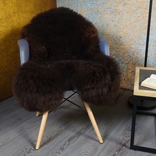 Echtes Lammfell Schaffell,  Ökologisch gegerbt, 110-120cm - dunkelbraun #Aktion#