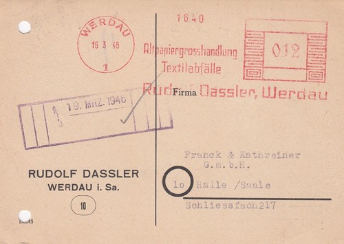 Werdau postkarte 1946 rudolf - 1946,,