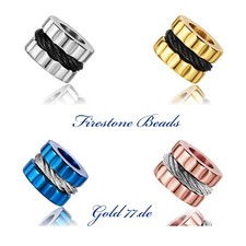 Beads Perlen Bart Perle Edelstahl Großloch 6mm CNC Firestone Beads Nr16,17,18,72