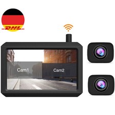 5" HD Monitor + 2X Digital Kabellos Rückfahrkamera Nachtsicht Funk Einparkhilfe