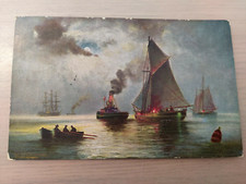 Postkarte Lithographie Dampfschlepper Segelschiff E. F. D. No. 337 gel_