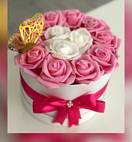 Blumenbox rosa weiß - blumenbox, rosa/weiß