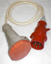CEE Adapter Starkstrom  16A Stecker 32A Kupplung 1 m.Spritzwasgescht-F 5x2,5 TOP