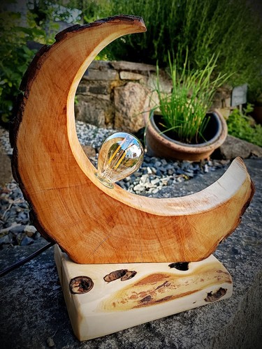 Baumstamm,Mond-Holzlampe,ERLEN