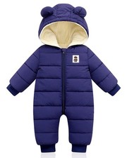 Baby Winter Overall mit Kapuze Strampler Schneeanzug Jungen Mädchen Langarm Jump