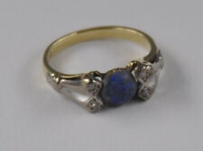 Alter Ring Boulder Opal 4x Diamant 585 Gold Vintage Antik