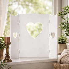 Fensterdeko holz herz weiß - holz,