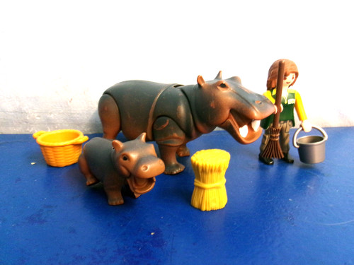 Hippo nilpferd baby figur - 2x,