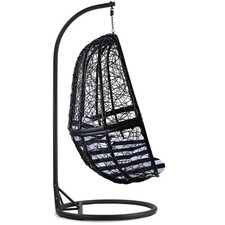 Luxus Hängesessel FUN XL Gestell Schwarz mit Korb Schwarz und Kissen Gestreift
