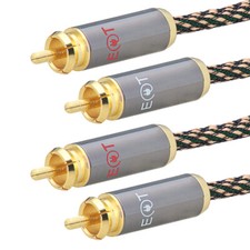 Cinch RCA Kabel 2x2 Cinch Stecker Audio Hifi High End Vergoldet 20 AWG 10mm