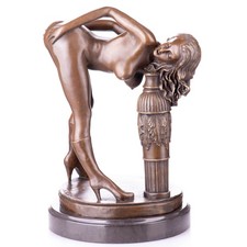 BRONZE FIGUR STATUE SKULPTUR nackte Frau EROTIK NUDE WOMAN MARMORSOCKEL JMA294