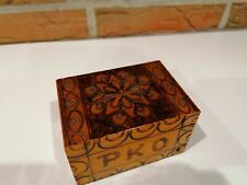 Außergewöhnliche alte Holz Spardose Sparbüchse Polen Sparen Brandmalerei PKO  94