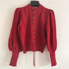 Astrifa Trachten Strickjacke Rot Schurwolle Landhaus Vintage Gr. 44