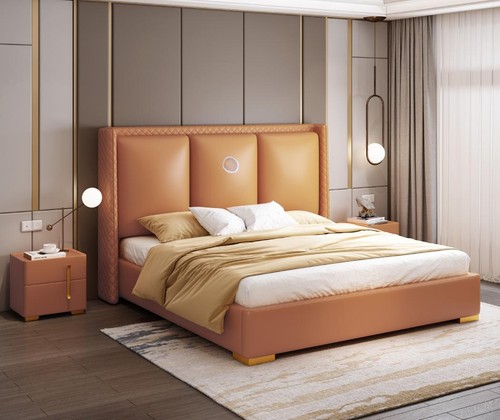 Bett orange schlafzimmer - bett,