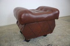 Chesterfield Hocker mit Stauraum und Rollen Braun Echt Leder