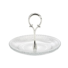 Glas Schale mit Griff Silber 1