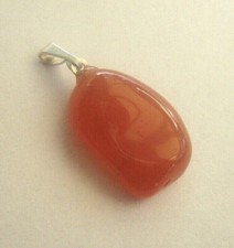Karneol natur Carneol Trommelstein Anhänger 29 mm mit 925 Silber Öse
