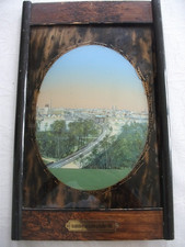 Ludwigshafen, Eisenbahnbrücke, Andenkenbild mit Perlmutteinlage, gewölbtes Glas