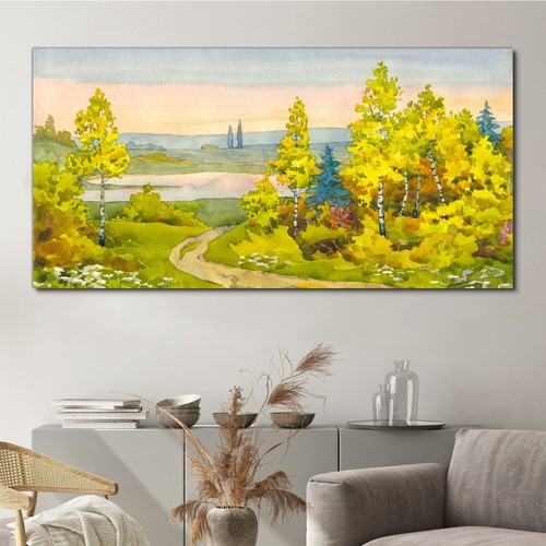 Malerei wald bäume pfad - bäume,