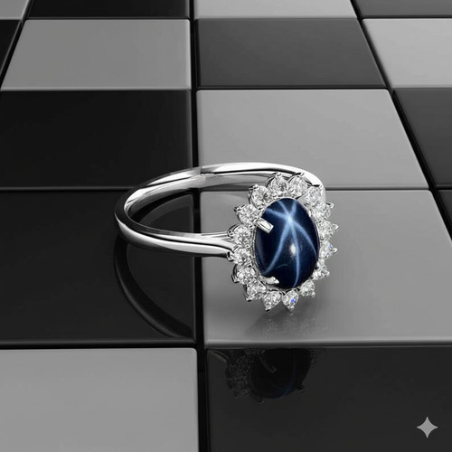 Blauer stern saphir halo - blauer, ring