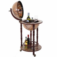 Globusbar HWC-D83, Weinbar, Weltkugel Ø 33cm rollbar Eukalyptusholz, braun