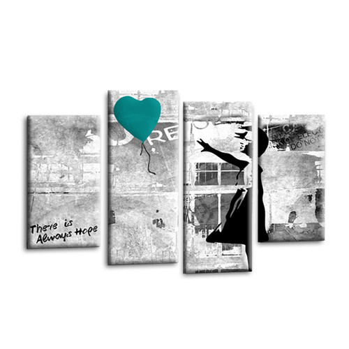 Banksy wandbild türkis grau - wandbild,