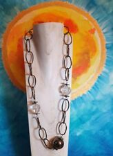 Statement LAGENLOOKKETTE GROSS Metallglieder+Metallkugel braun Acrylkugeln klar 