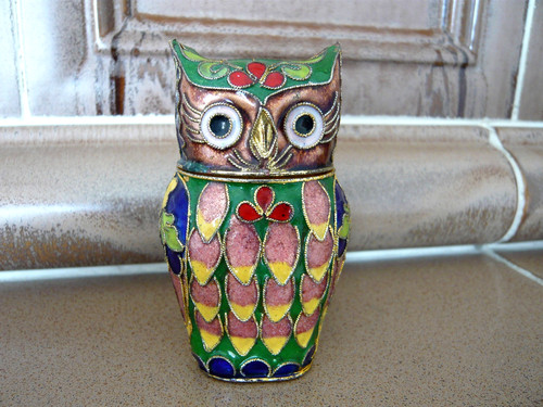 Cloisonne eule dose figur - cloisonne,