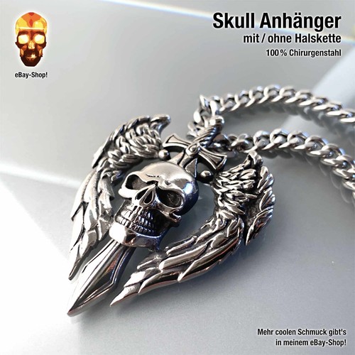 Skull anhänger edelstahl - skull,
