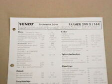 Fendt Farmer 200 S (144)  Werkstatt Einstellwerte Technische Daten 1987