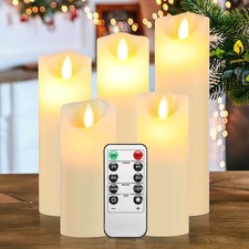 5er LED Kerzen Warmweiß Kerze Dekokerzen Echtwachs Garten Flammenlose Flackernd