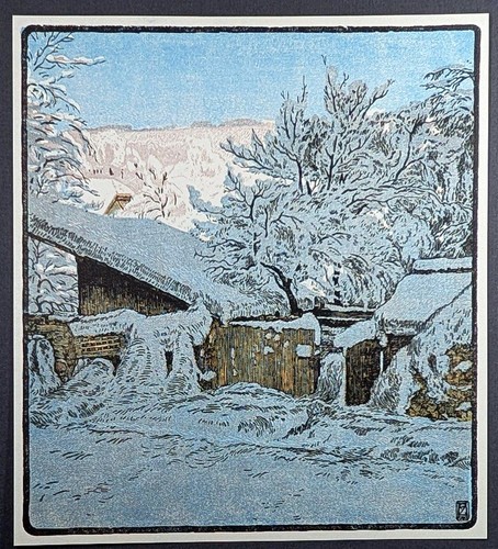 Farbiger original holzschnitt - farbiger, original-holzschnitt
