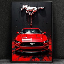 ✅ Wandbild, FORD MUSTANG ROT