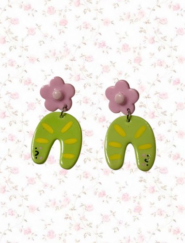 Handmade caterpillar earrings - handmade,