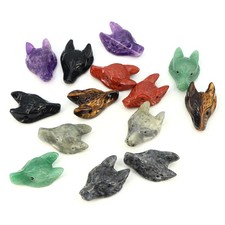 Wolfskopf Edelstein Anhänger Tierfigur Naturstein Schmuck