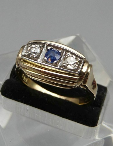 Diamant saphir ring 585 - diamant,
