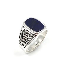 925 Silber Lapislazuli Bandring Herren Tribal Schmuck massiv modern 21.6mm / 68
