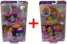 2er-Set Polly Pocket Delfin und Moped Schatulle Puppen Mini-Figuren Geschenk-Set