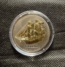 Cook Islands - 1 Dollar 2022 - 1 Oz Silbermünze - "Bounty" Gold Black Empire