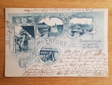 Alte Litho-AK Erfurt Eisenbahn Unglück Unfall Löberthor Zug Dampflok 1897