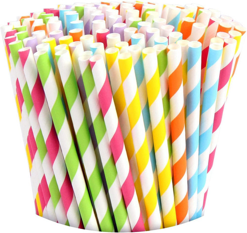 150x papierstrohhalme farben - 150x, 6