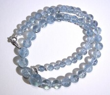edelsteine24 Große echte Aquamarin Kette Kugeln 7-14mm-48cm Naturfarbe! K-20