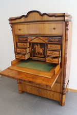  Sekretär Biedermeier Louis Philippe 1860 Kirschbaum Intarsien alter Fritz *5013