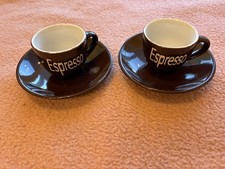 2 Espressotassen inkl. 2 Unterteller Tasse  dunkelbraun braun NEU unbenutzt 