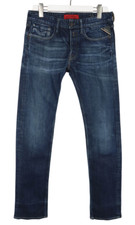 Replay Newbill Herren Jeans W31/L34 Blau Denim Gerade Für Whiskers Knopf Fly