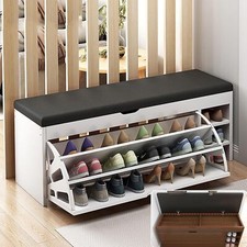 Schuhschrank mit Sitzfläche 100x51x30 cm Schuhbank Sitzkommode Schuhregal Weiß