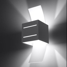 Wandlampe Wandleuchte Wohnzimmerlampe Up Down Alu Glas grau 1 flammig H 30 cm